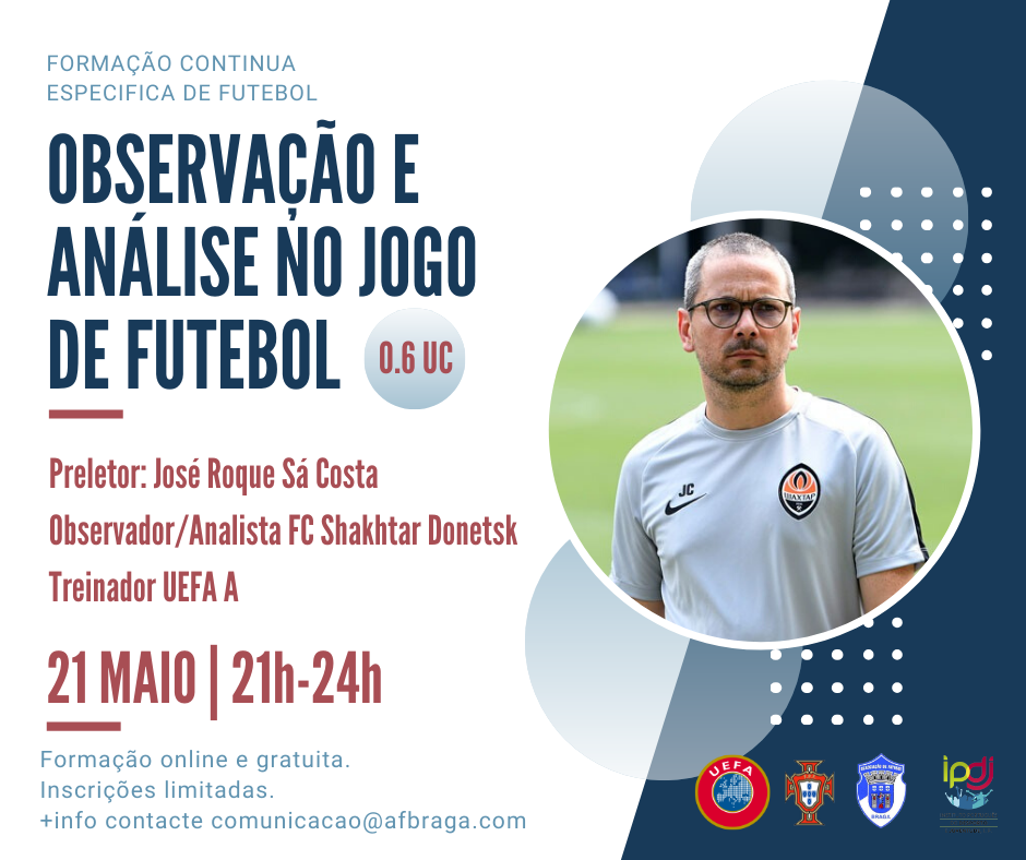 AF Braga promove Formação em Observação e Análise do Jogo de Futebol